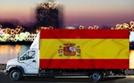 Camion de transport routier et drapeau de l'Espagne